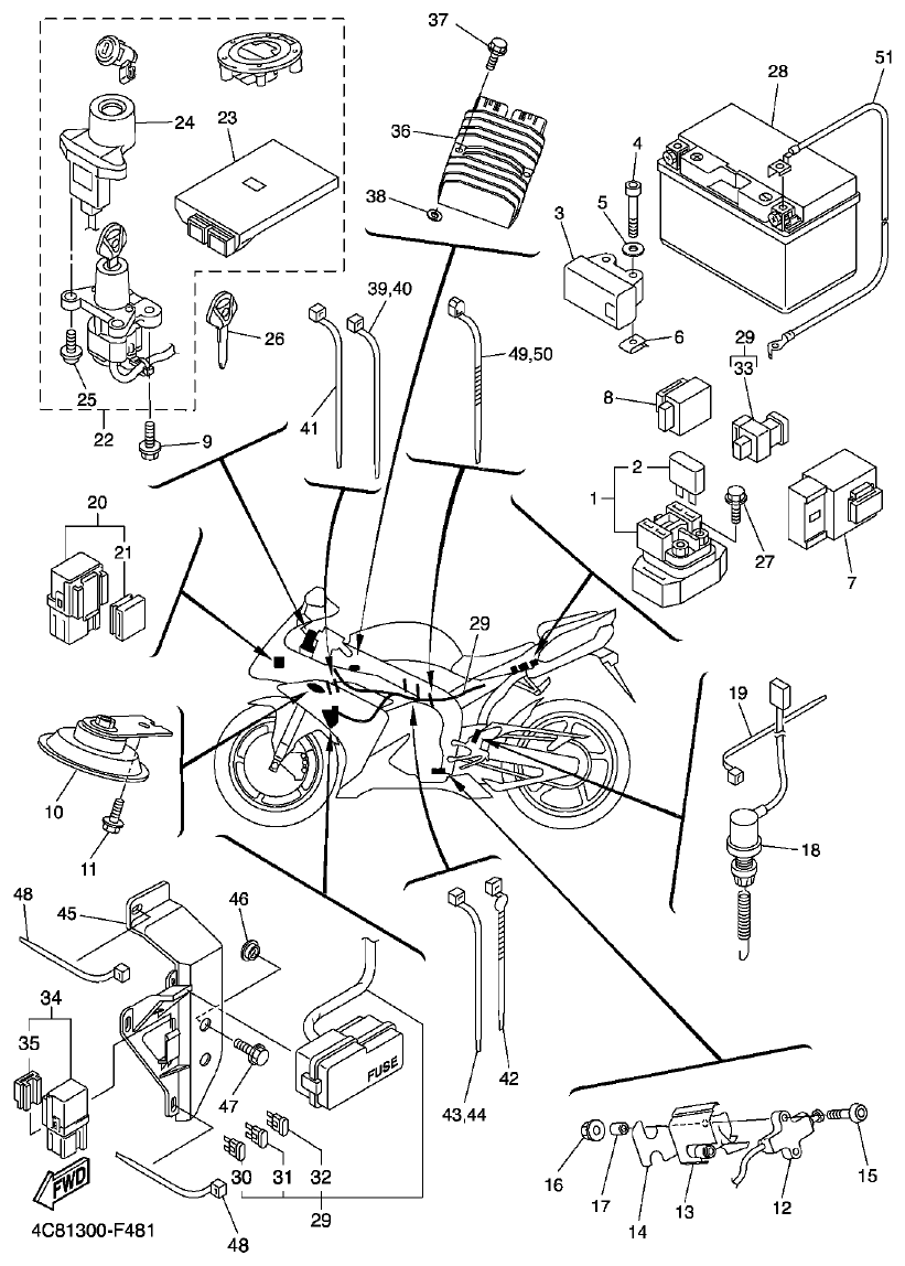 Yamaha R1 2008 ELECTRICAL 2 parts diagram